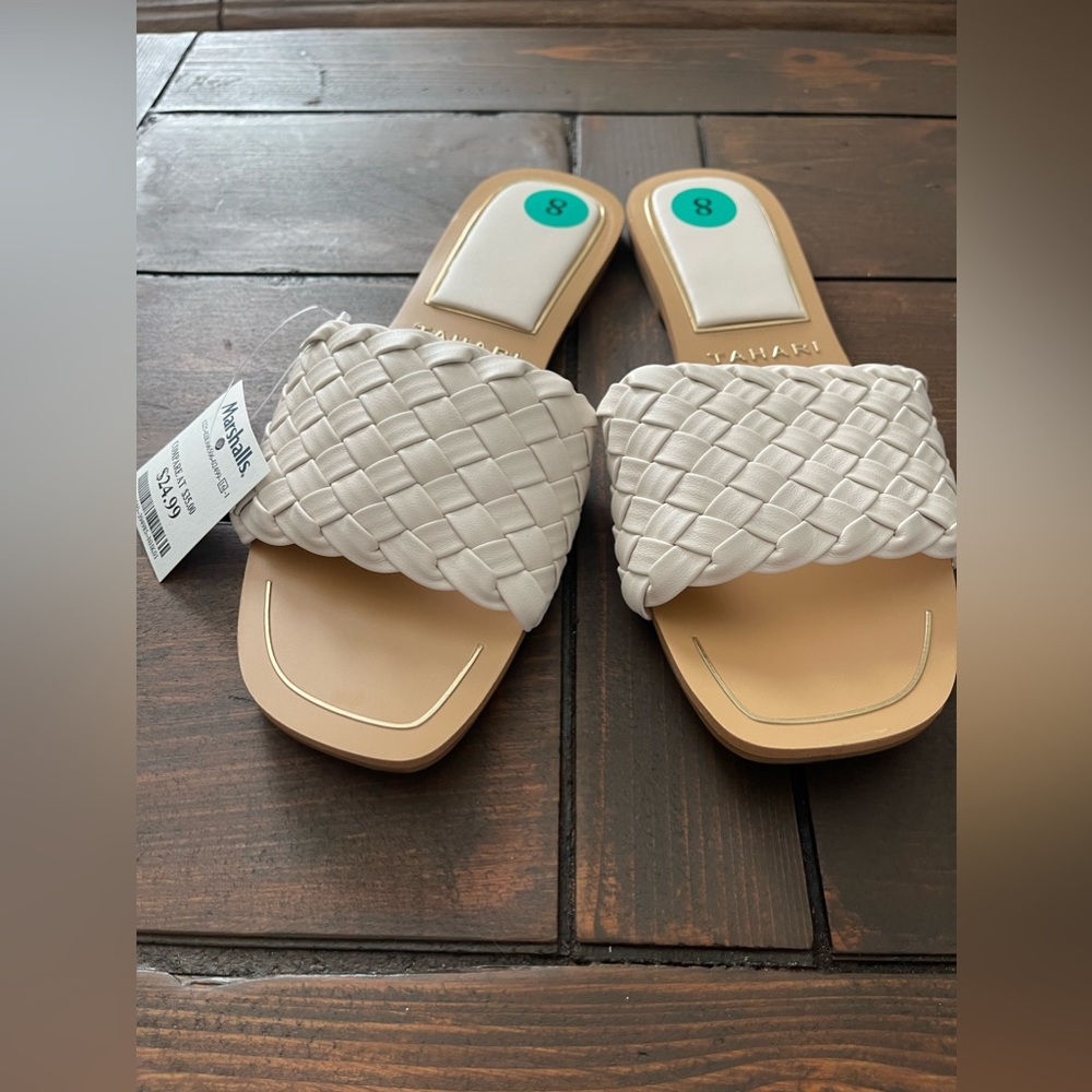 NWT - Tahari Cream Braided Sandals - Picture 3 of 4